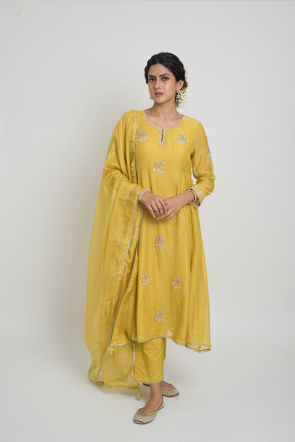 Ambar Kurta Pant Set - Yellow