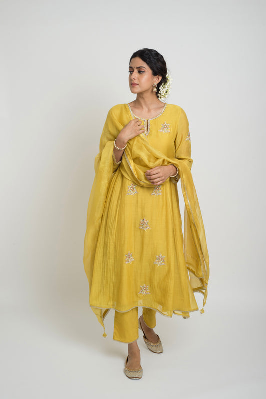 Ambar Kurta Pant Set - Yellow