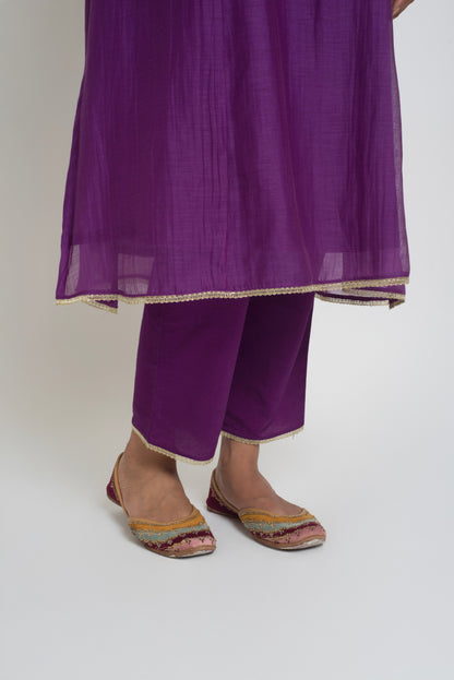 Chandni Kurta Set - Purple & Pink