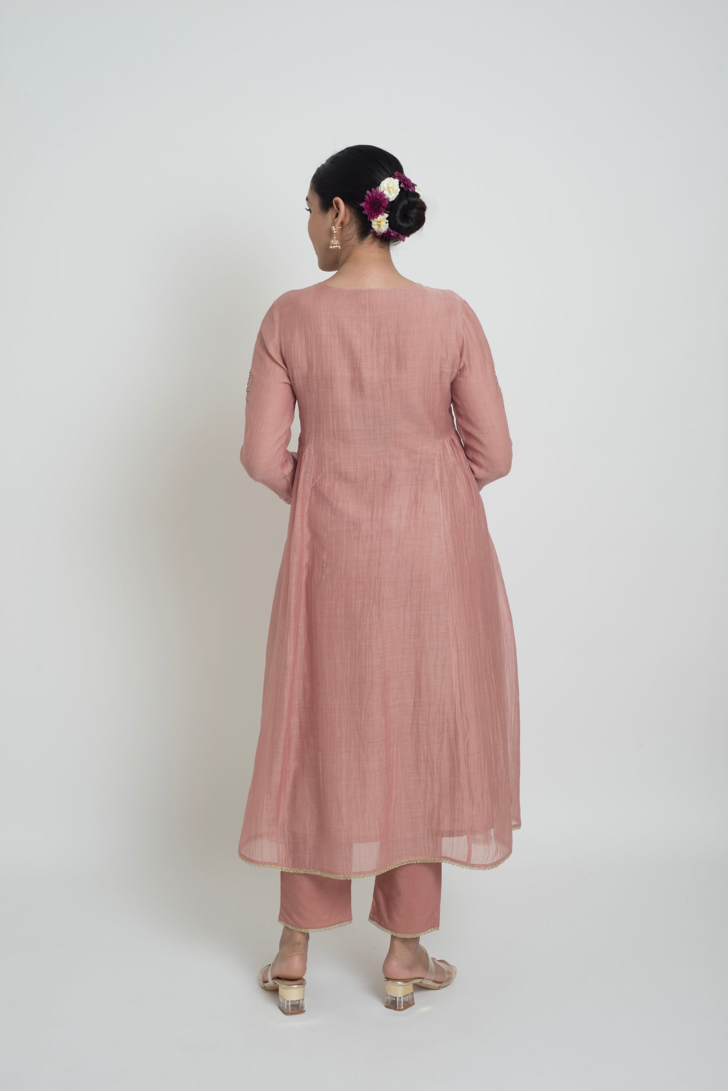 Ambar Kurta Pant Set - Tea Rose
