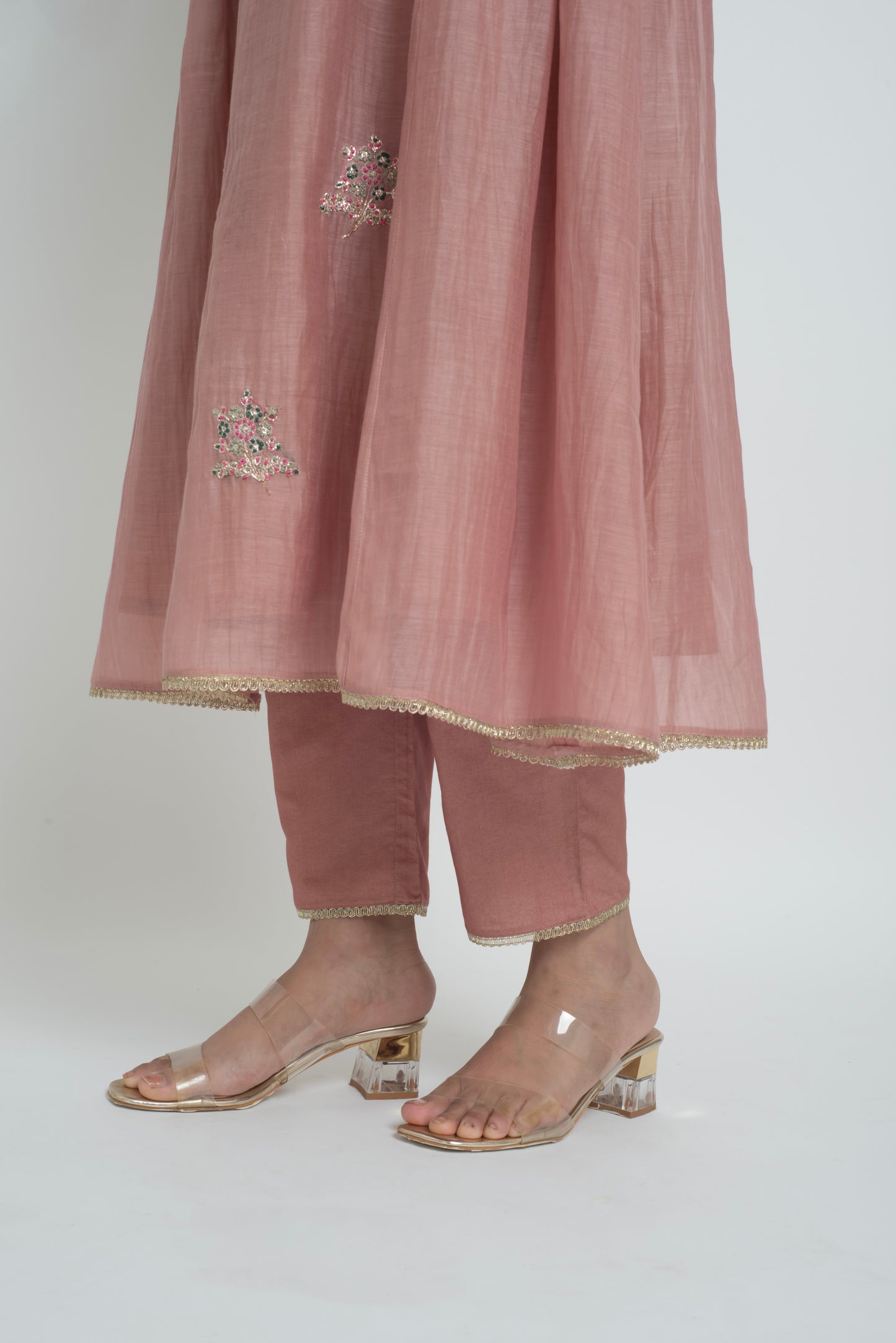 Ambar Kurta Pant Set - Tea Rose