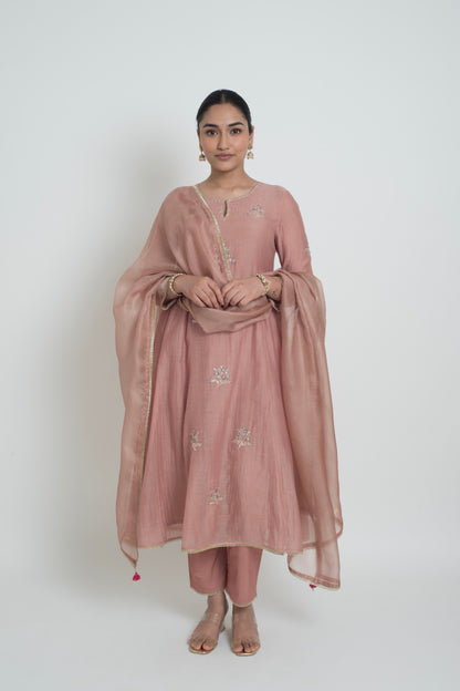 Ambar Kurta Set - Tea Rose