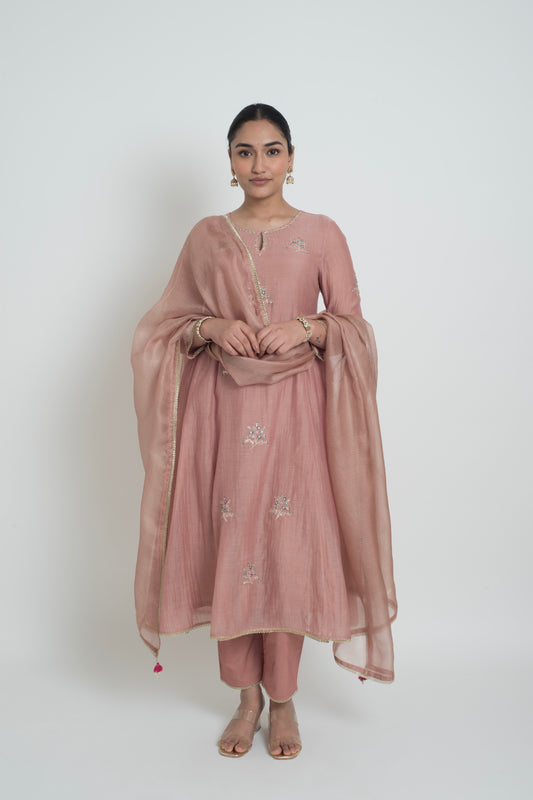 Ambar Kurta Set - Tea Rose