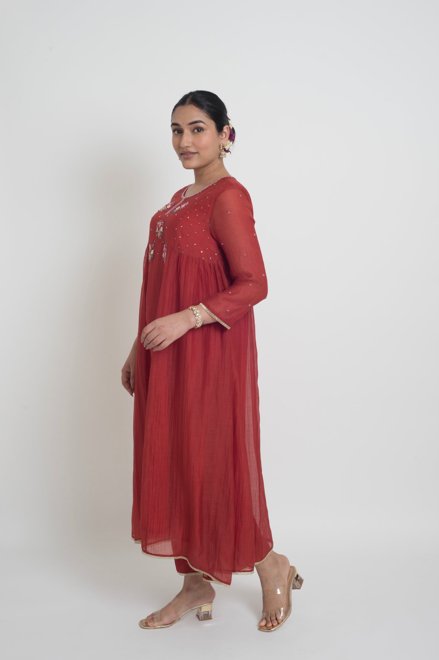 Neelima Kurta Pant Set - Red