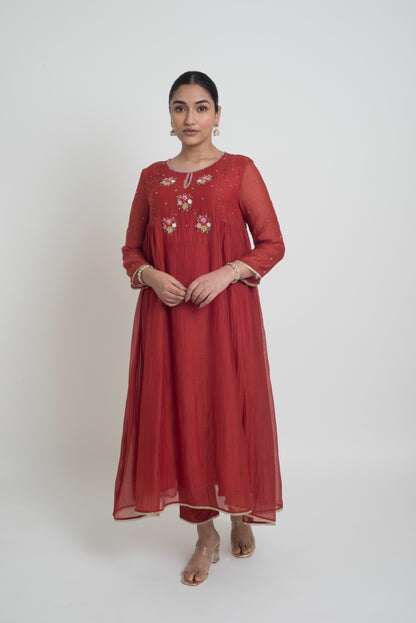 Neelima Kurta Pant Set - Red