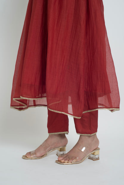 Neelima Kurta Pant Set - Red