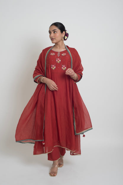 Neelima Kurta Pant Set - Red