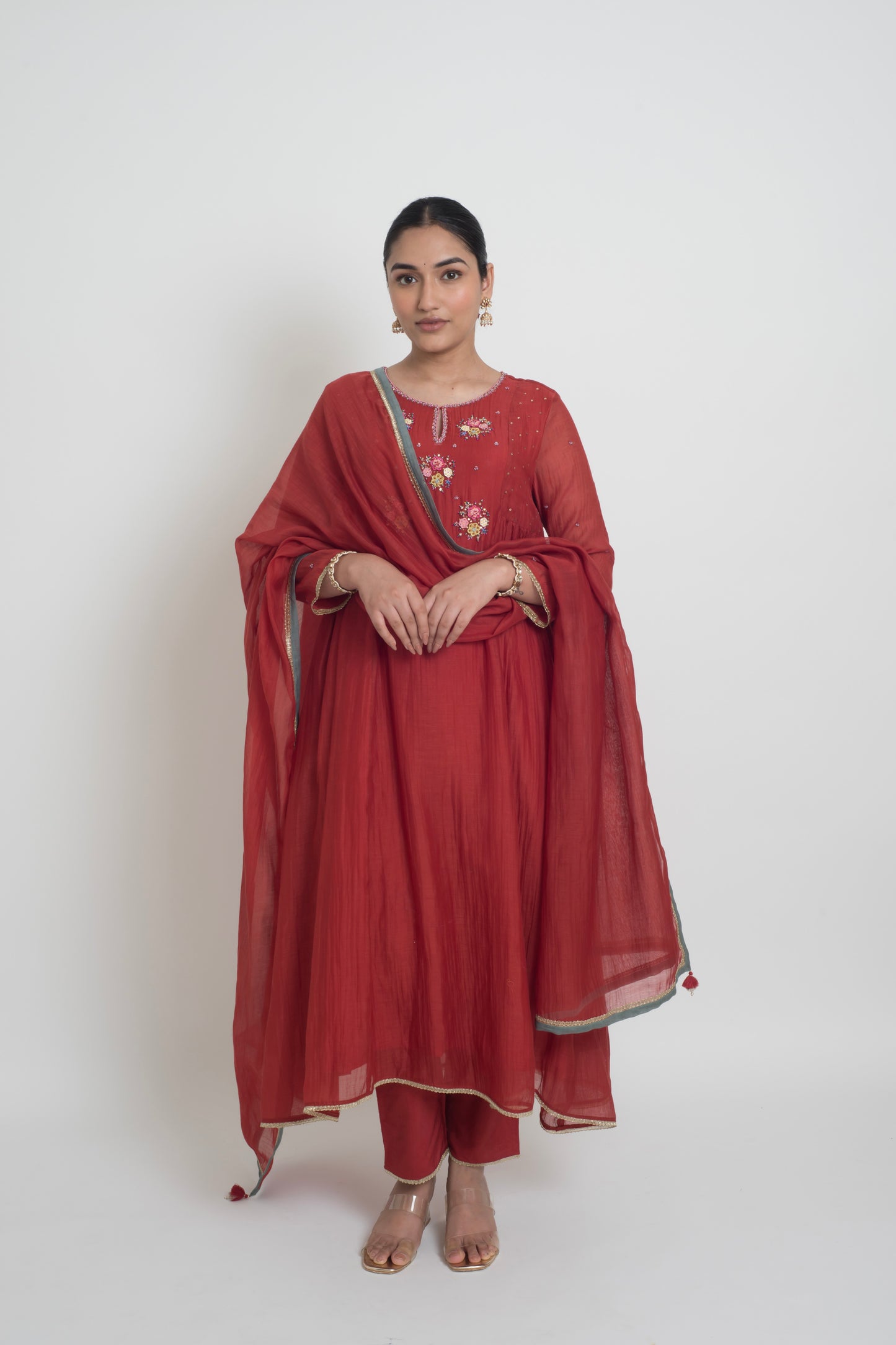 Neelima Kurta Pant Set - Red