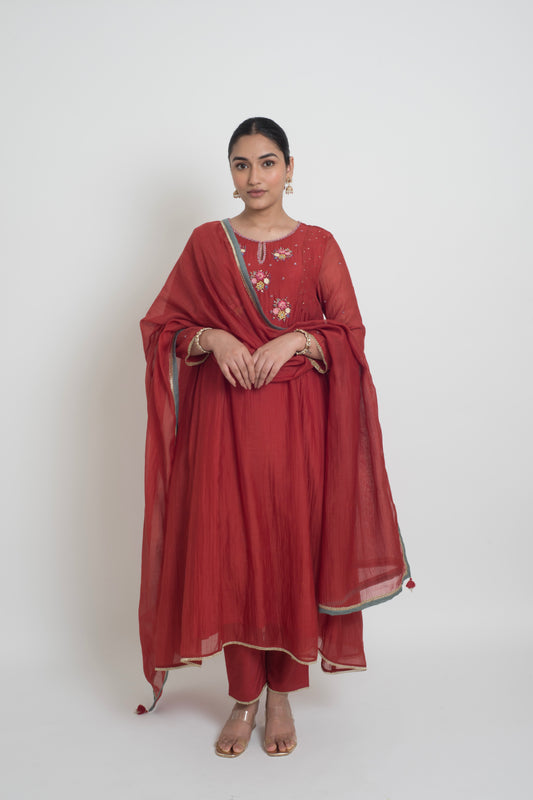 Neelima Kurta Pant Set - Red