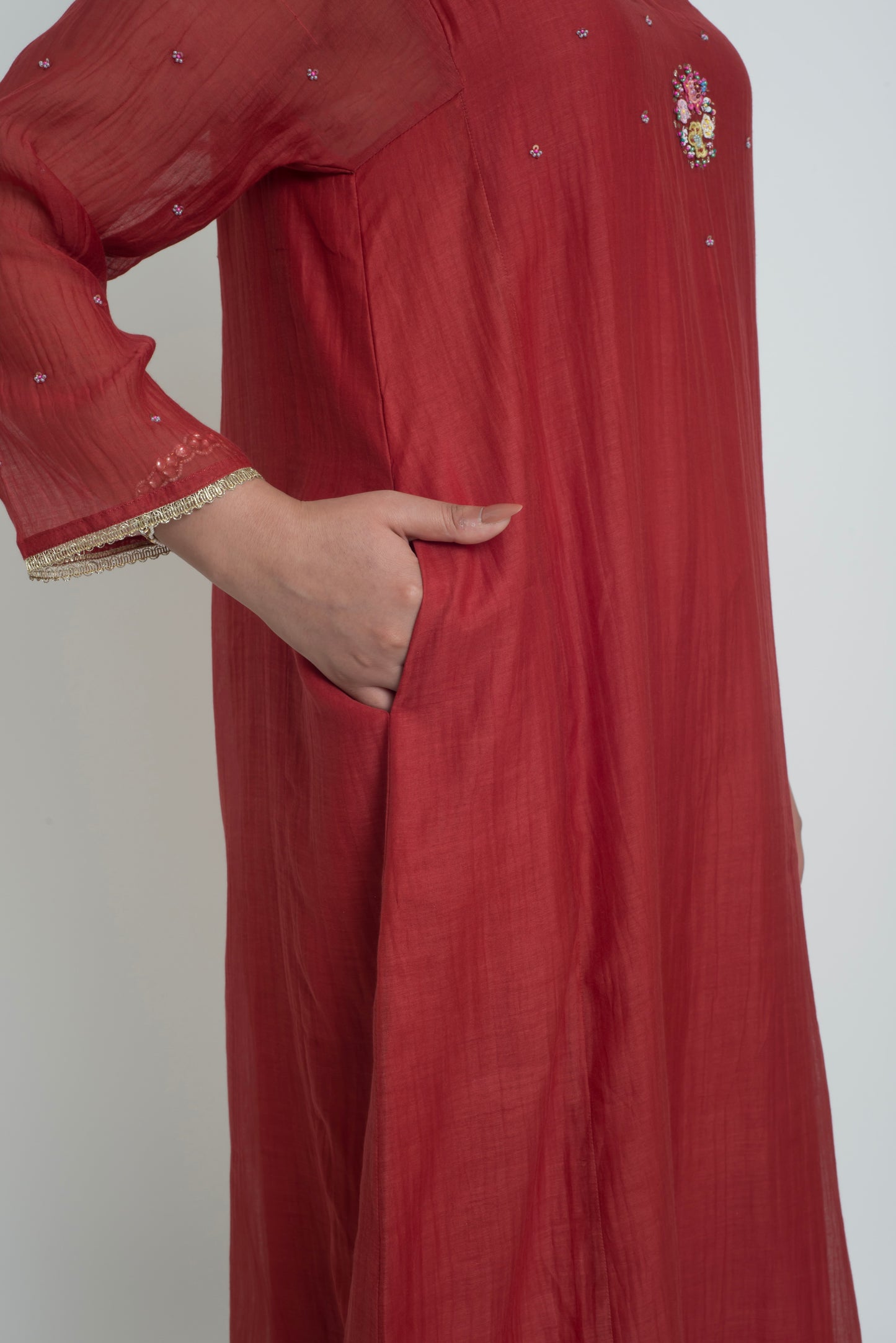 Kumud Kurta Pant Set - Red