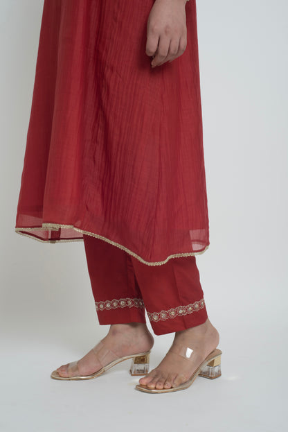 Kumud Kurta Pant Set - Red