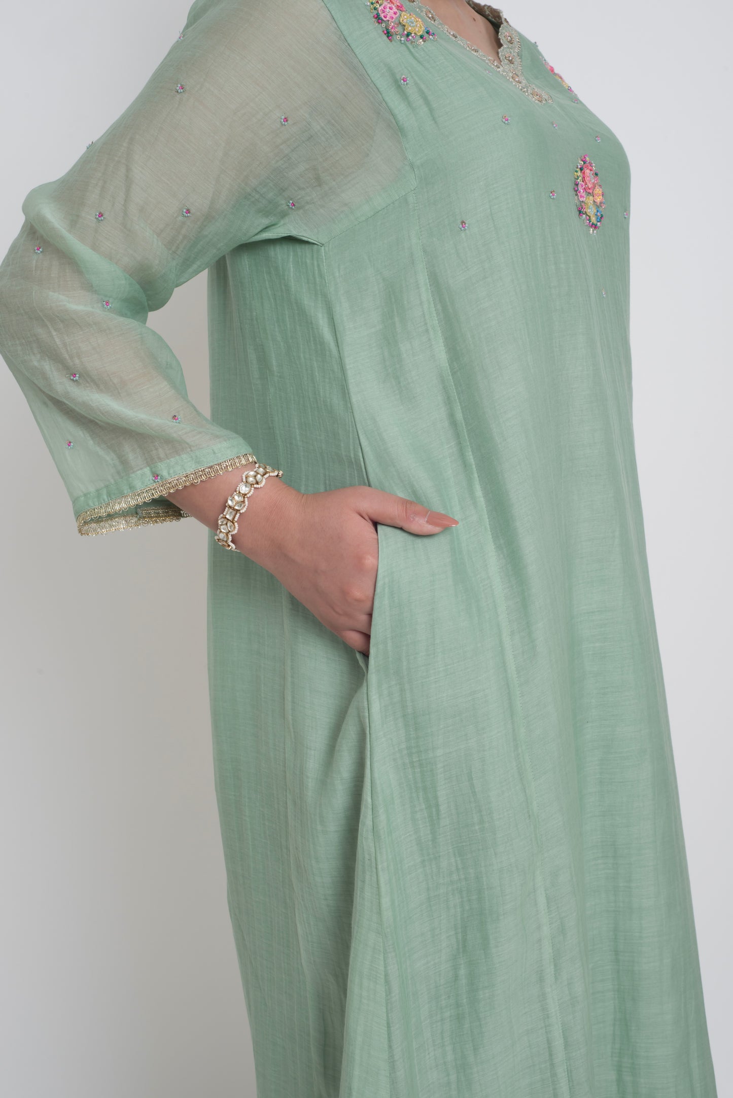Kumud Kurta Pant Set - Light Teal