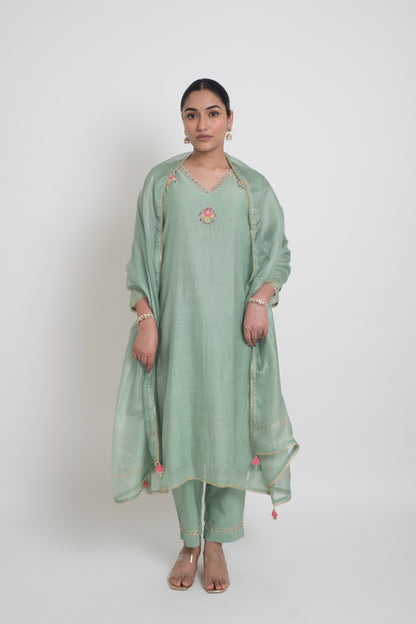 Kumud Kurta Pant Set - Light Teal