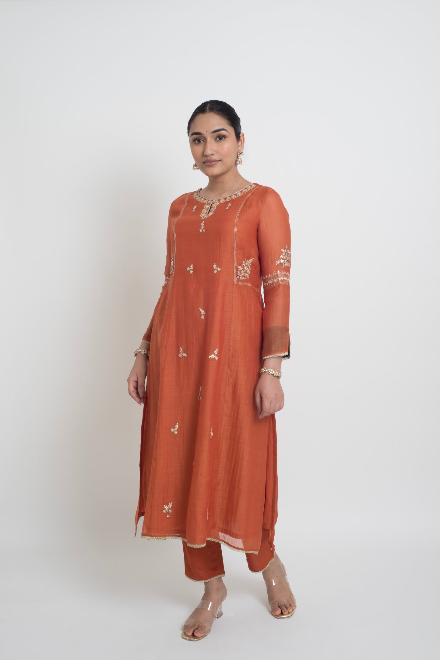 Shireen Kurta Pant Set - Rust