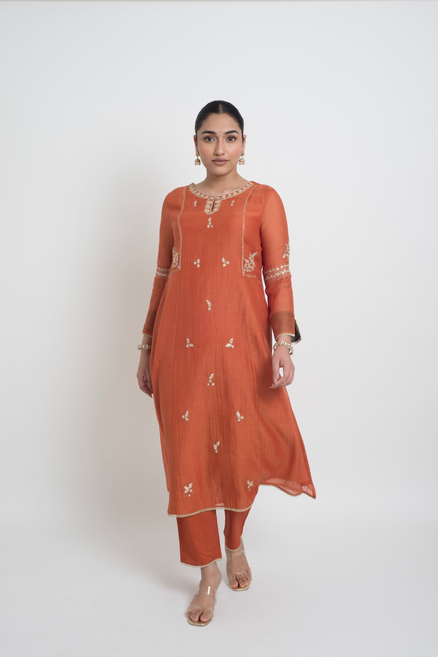 Shireen Kurta Pant Set - Rust