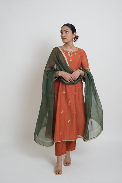 Shireen Kurta Set - Rust