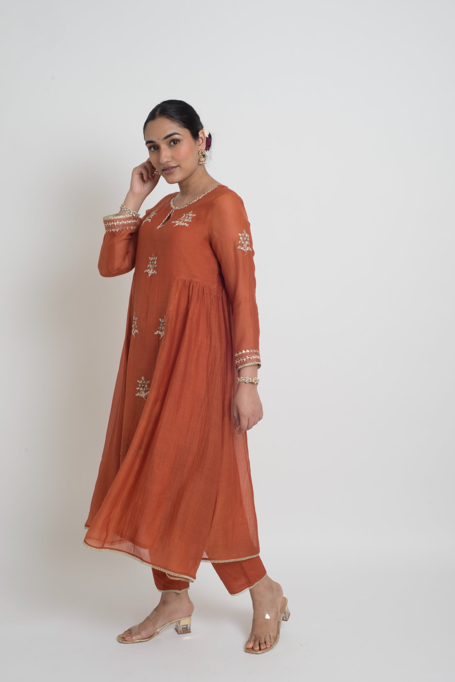 Ambar Kurta Pant Set - Rust