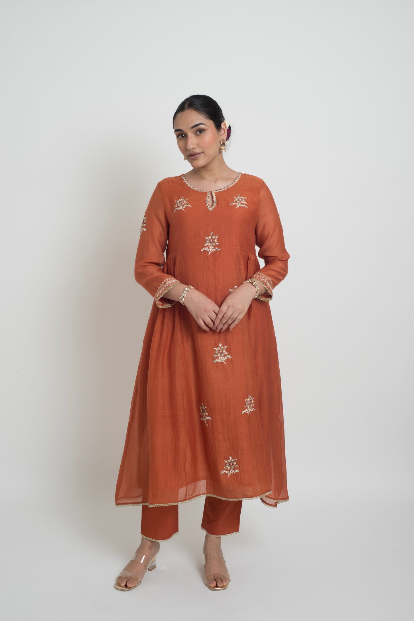 Ambar Kurta Pant Set - Rust