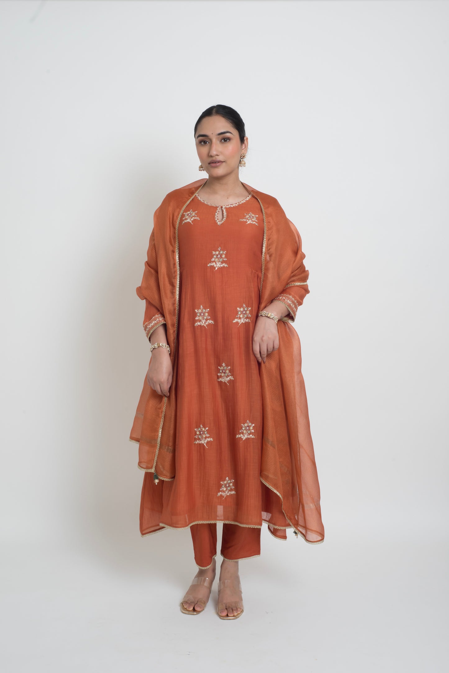 Ambar Kurta Pant Set - Rust