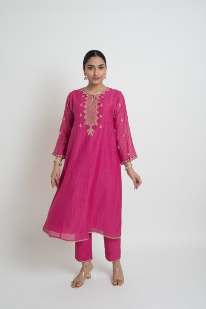 Ruhani Kurta Pant Set - Pink