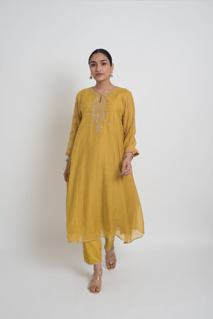 Ruhani Kurta Pant Set - Mustard