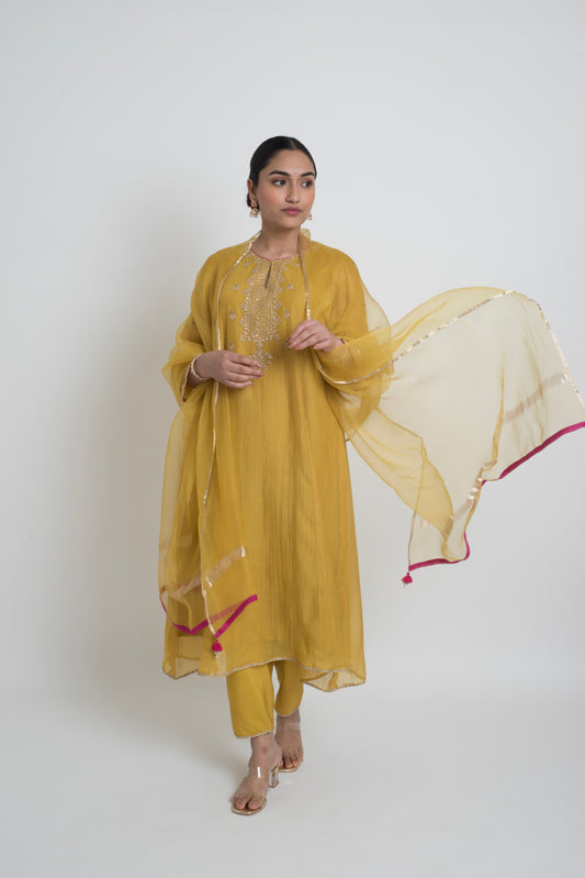 Ruhani Kurta Set - Mustard Yellow