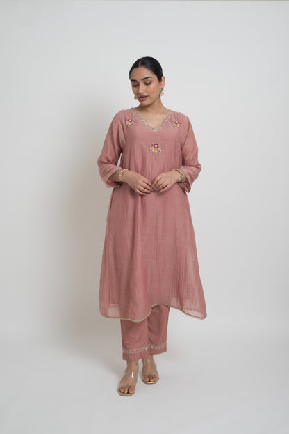 Kumud Kurta Pant Set - Tea Rose