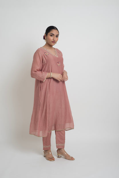 Kumud Kurta Pant Set - Tea Rose