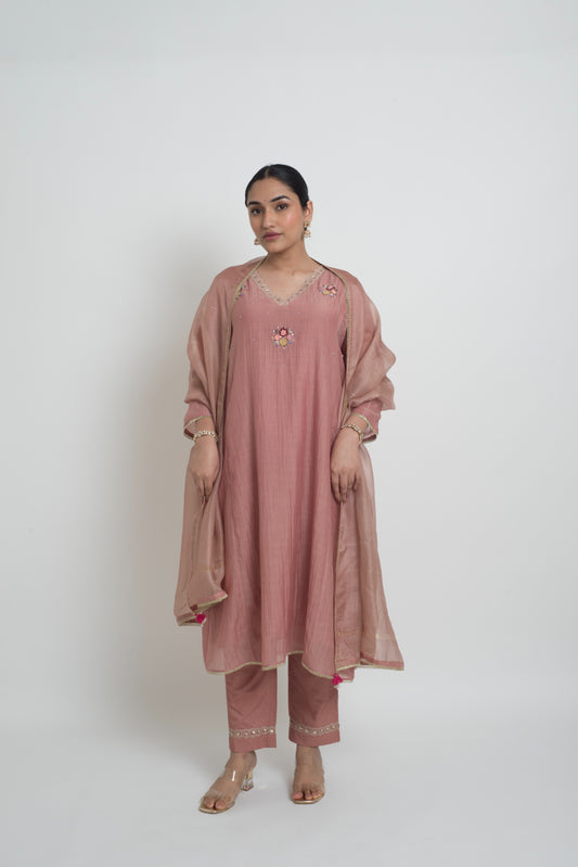 Kumud Kurta Set - Tea Rose