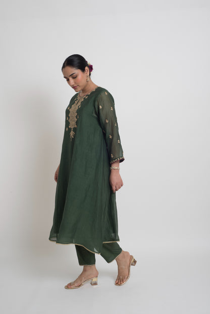 Ruhani Kurta Pant Set - Green