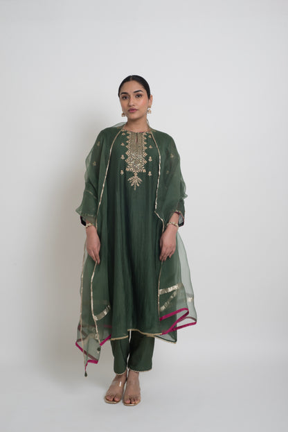 Ruhani Kurta Pant Set - Green
