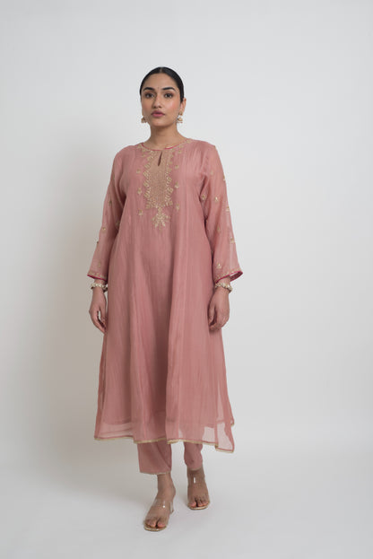 Ruhani Kurta Pant Set - Tea Rose
