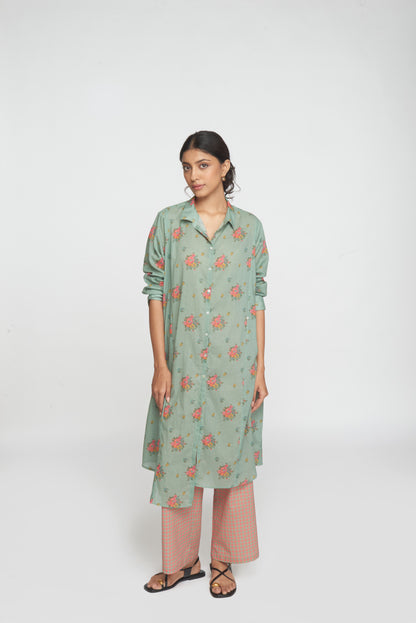Two Way Shirt Tunic Set - Light Teal