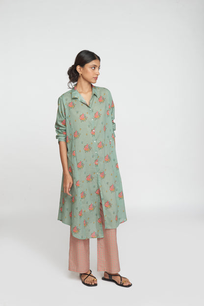 Two Way Shirt Tunic Set - Light Teal