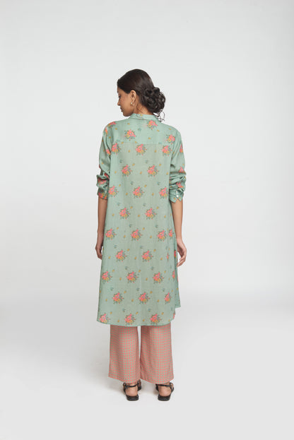 Two Way Shirt Tunic Set - Light Teal
