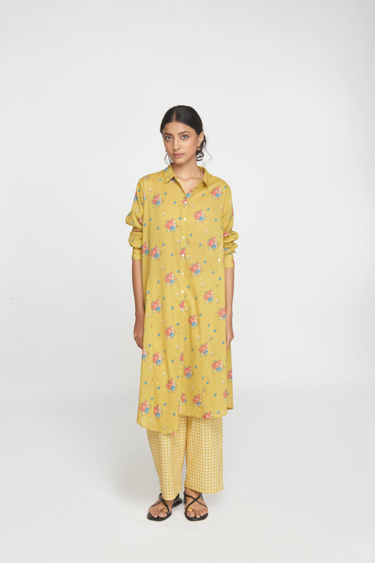 Two Way Shirt Tunic Set - Yellow