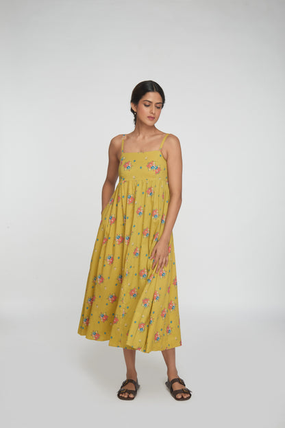 Wildflower Midi Dress - Yellow