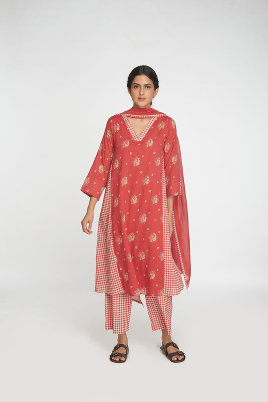 Raahat Kurta Set - Red