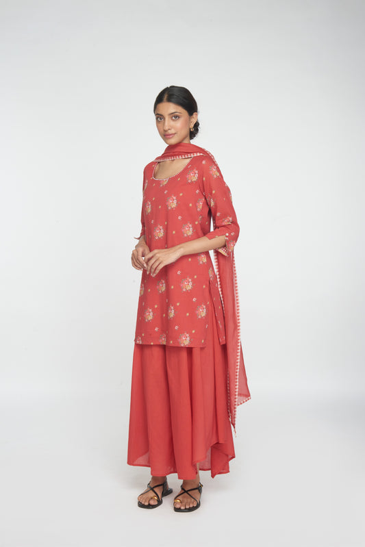 Saanj Kurta Set - Red