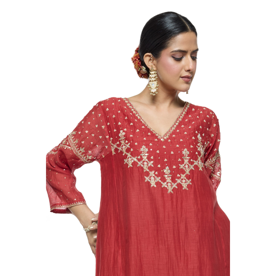 Falak Kurta Set - Red