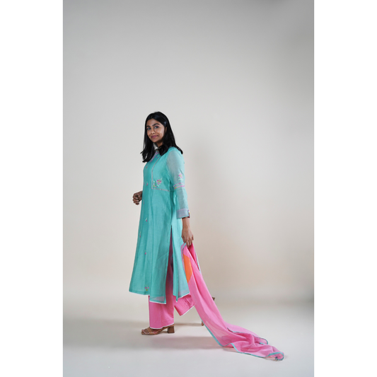 Ruhiya Kurta Set - Light Aqua