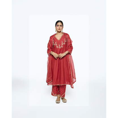 Falak Kurta Set - Red