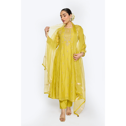 Diya Kurta Set - Yellow