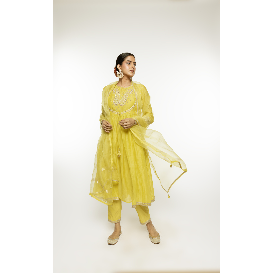 Rewa Kurta Set - Yellow