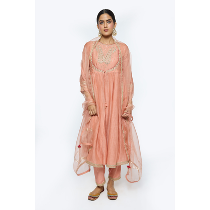 Rewa Kurta Set - Salmon Pink