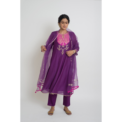 Chandni Kurta Pant Set - Purple & Pink