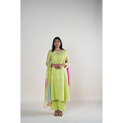 Ruhiya Kurta Set - Lime Green