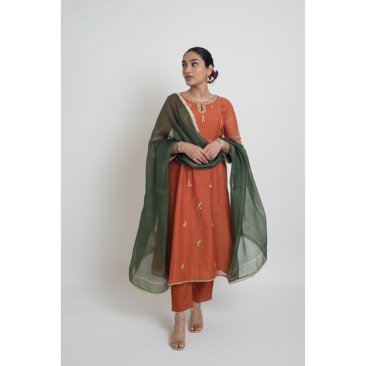 Shireen Kurta Set - Rust