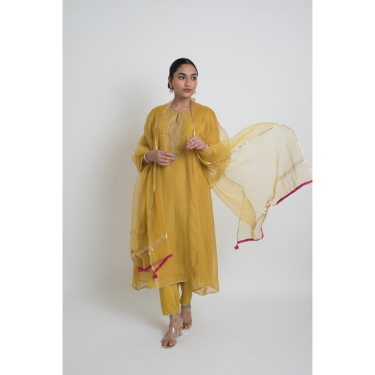 Ruhani Kurta Set - Mustard Yellow