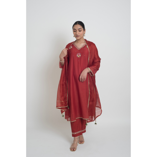 Kumud Kurta Set - Red